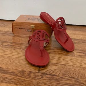 Red Lauren flat sandals